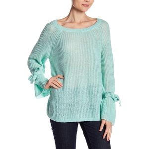 NEW Naadam Open Knit Bell Sleeve Tied Sweater